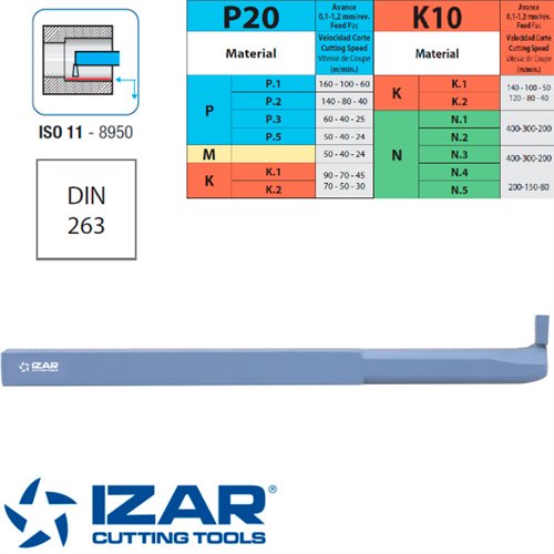 Izar Outil de tour plaquette soudé rainurage interieur interieur Widia ISO 11