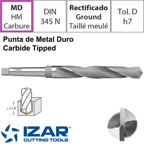 Broca Mango Cónico Punta Metal Duro Serie Corta Izar