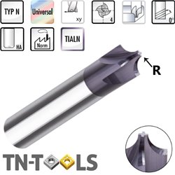 Solid carbide quadrant mill with corner radius