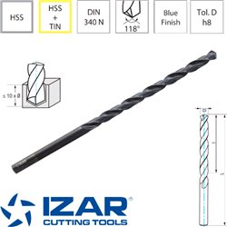 Foret queue cylindrique HSS DIN340N Série longue Izar