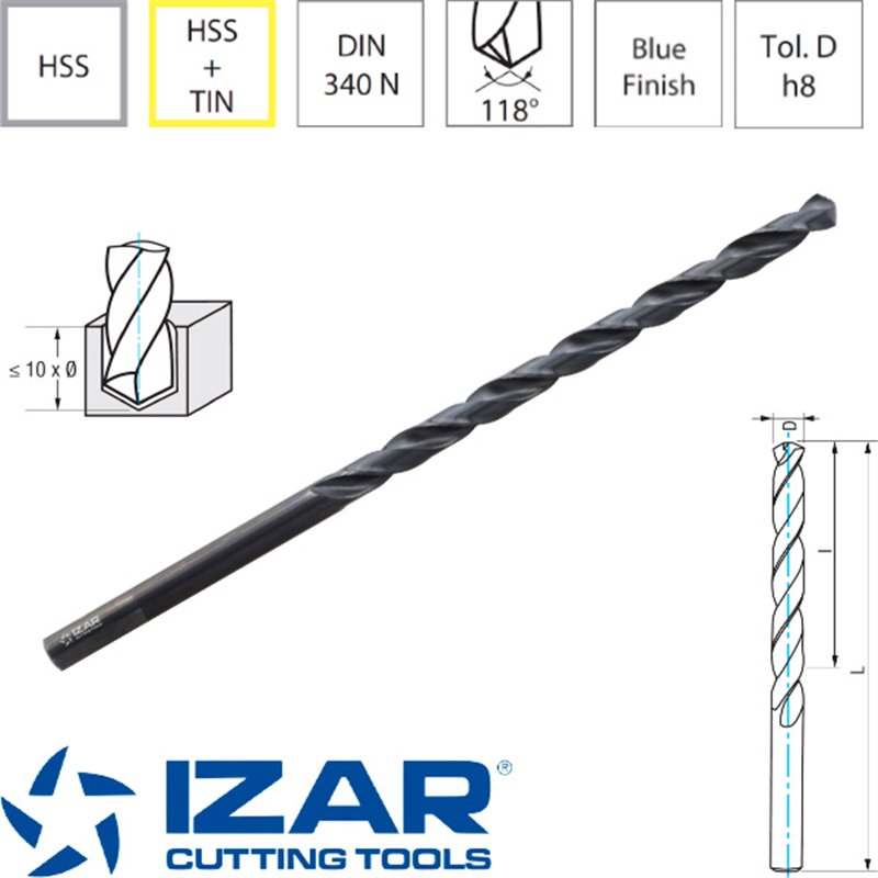 HSS DIN340N Straight Shank Drill Bit Long Series Izar HSS DIN340N Straight Shank Drill Bit Long Series Izar