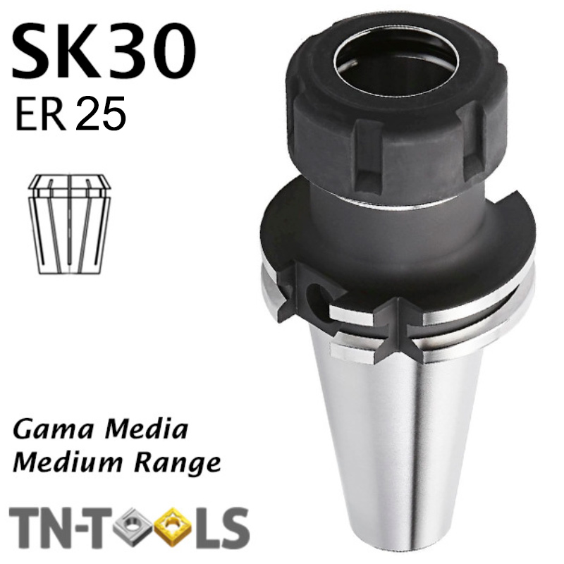 Collet Chuck DIN69871 SK30 para sujección pinza ER25 Medium Range