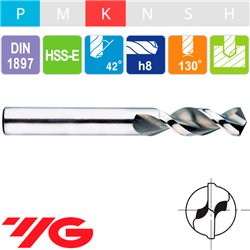 YG-1 Forets HSS-E Queue Cylindrique Pour Perçage Profond Série Extra-Courte