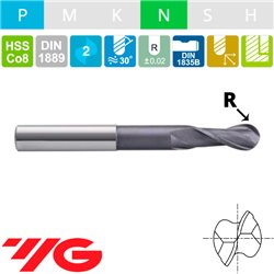 YG-1 Fresa Z2 Serie Larga HSSCo8 Esférica