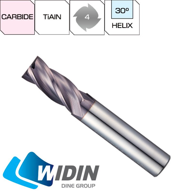 Fresa Metal Duro 4 Cortes TiAlN HRc30-50