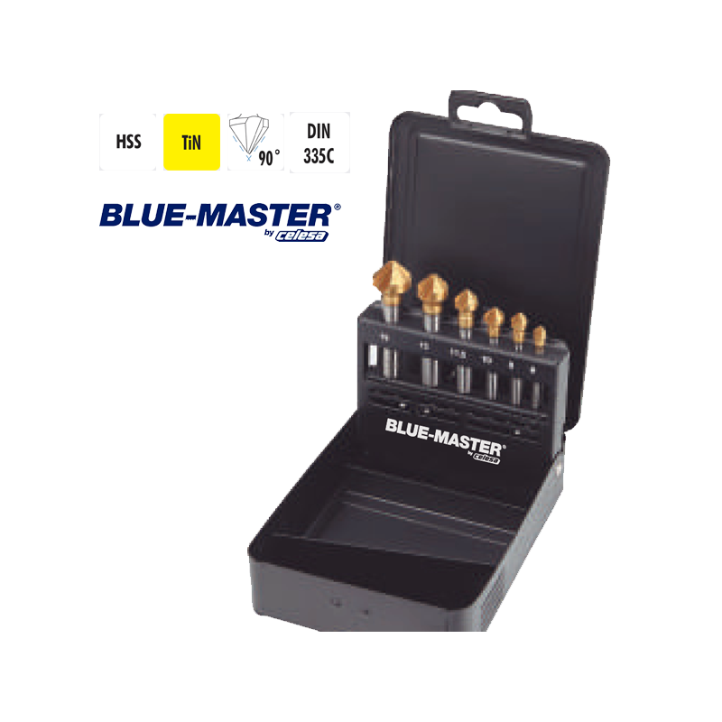 Set de Avellanadores 90º HSS TiN DIN335C Blue-master Set de Avellanadores 90º HSS TiN DIN335C Blue-master