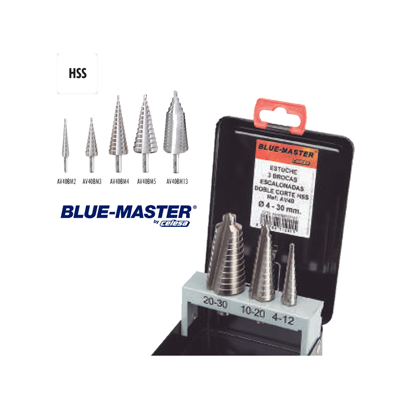 Set de Brocas Escalonadas con Canales Rectos HSS Metal Set de Brocas Escalonadas con Canales Rectos HSS Metal