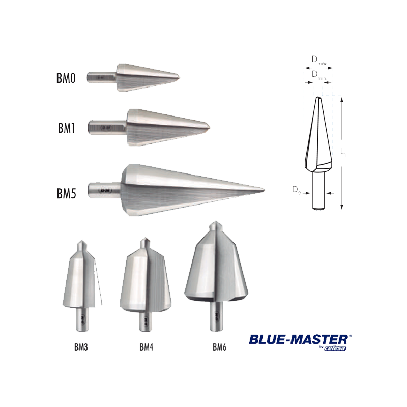 Brocas Avellanadoras HSS Blue-master para Tubo y Chapa