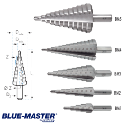 Brocas Escalonadas HSS Blue-Master de Canales Rectos