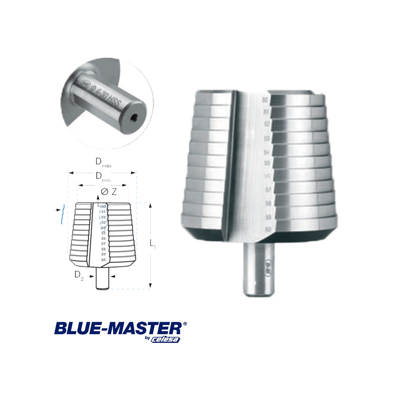 Brocas Escalonadas HSS Blue-Master para Remaches Ciegos M3-M4-M5-M6-M7 Brocas Escalonadas HSS Blue-Master para Remaches Ciegos M3-M4-M5-M6-M7