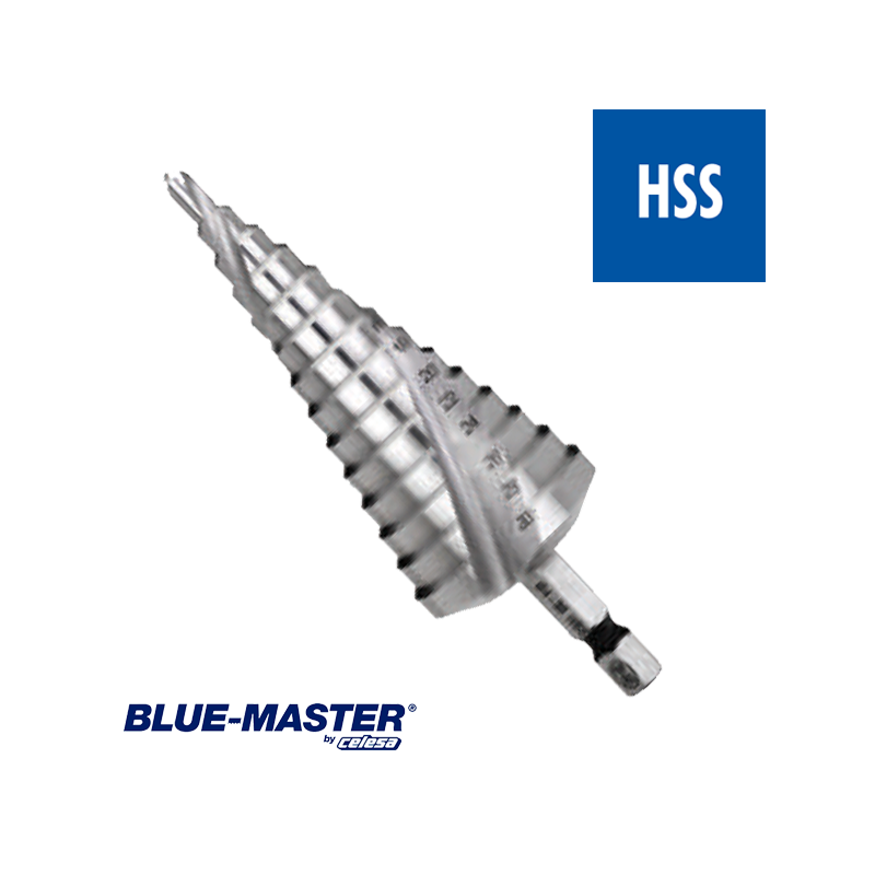 Brocas Escalonadas HSS Blue-Master Mango Hexagonal 1/4" Brocas Escalonadas HSS Blue-Master Mango Hexagonal 1/4"