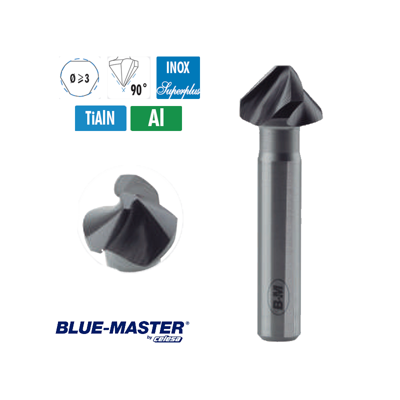 Avellanador HSSCo TiAlN 3 Cortes 90° Inoxidable Aluminio Avellanador HSSCo TiAlN 3 Cortes 90° Inoxidable Aluminio