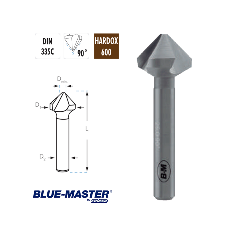 Avellanador MD 3 Cortes 90° Material Duro Avellanador MD 3 Cortes 90° Material Duro