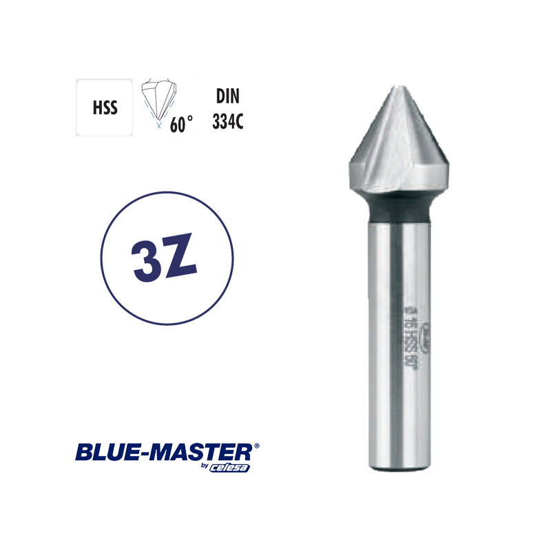 Avellanador HSS 3 Cortes Blue-master Mango Cilíndrico 60° Avellanador HSS 3 Cortes Blue-master Mango Cilíndrico 60°