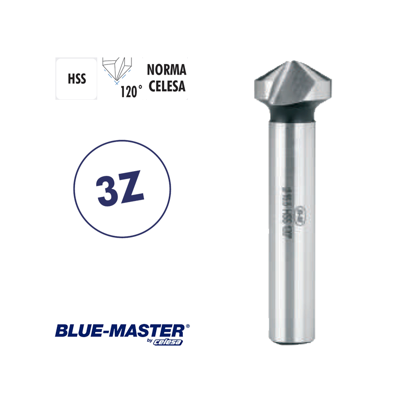 Avellanador HSS 3 Cortes Blue-master Mango Cilíndrico 120° Avellanador HSS 3 Cortes Blue-master Mango Cilíndrico 120°