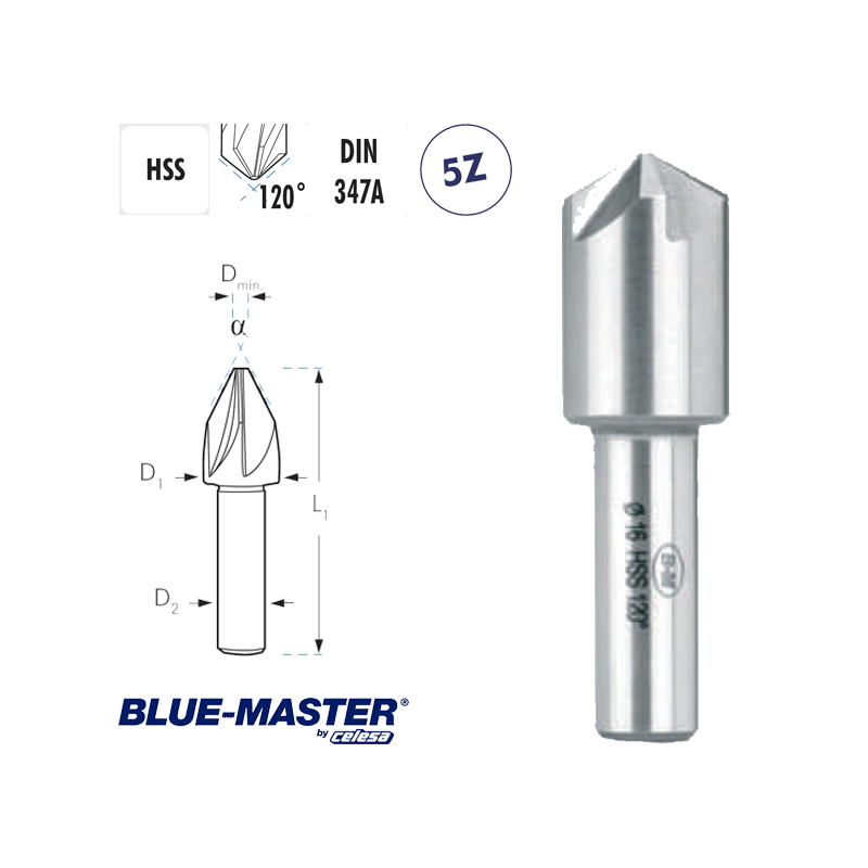 Avellanador Multicorte 5 Cortes Blue-master Mango Cilíndrico 120º