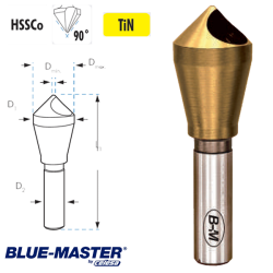 Avellanador HSSCo TiN Blue-Master para Desbarbar con Agujero 90º