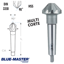 Avellanador HSS Multicorte Blue-Master con Mango Cónico 90º