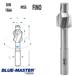 Avellanador HSS Blue-Master Cabeza Cónica con Guía 