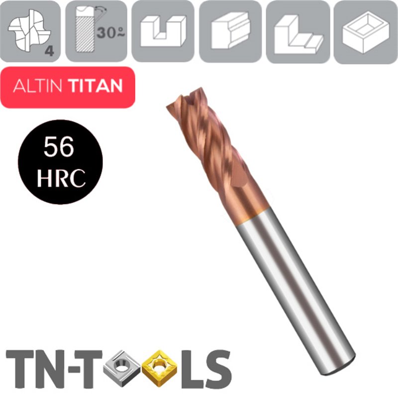 Fresa Metal Duro 4 Cortes Recubrimiento ACH 56HRC Largo de corte especial Fresa Metal Duro 4 Cortes Recubrimiento ACH 56HRC Largo de corte especial