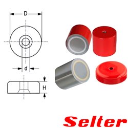 Base magnética plana con agujero pasante Imán AlNiCo Selter
