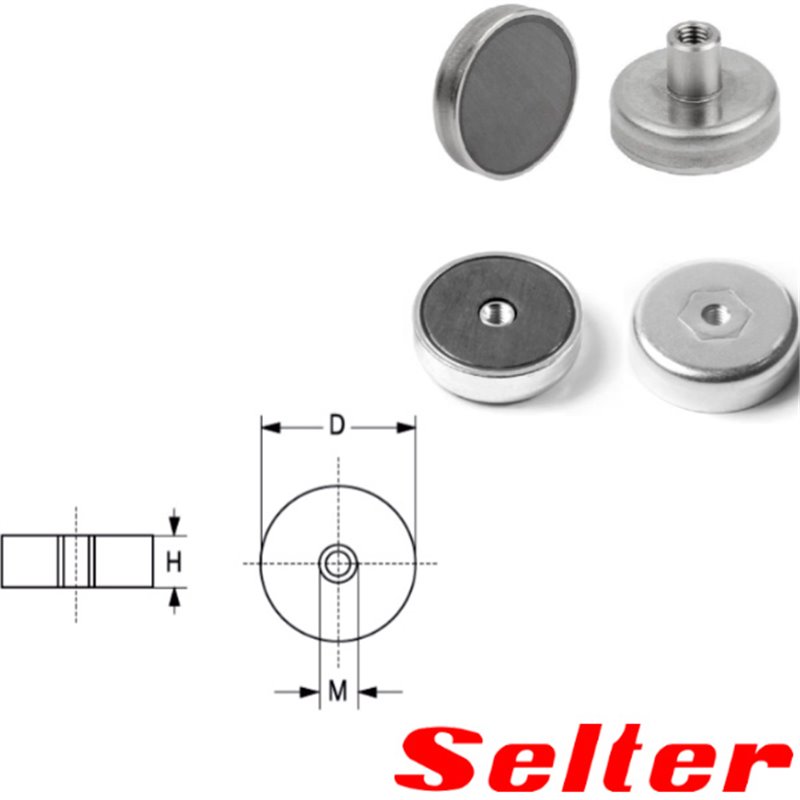 Base magnética plana con agujero roscado pasante Imán Ferrita Selter Base magnética plana con agujero roscado pasante Imán Ferrita Selter