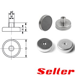Base magnética plana con tetón y rosca interior Imán Ferrita Selter