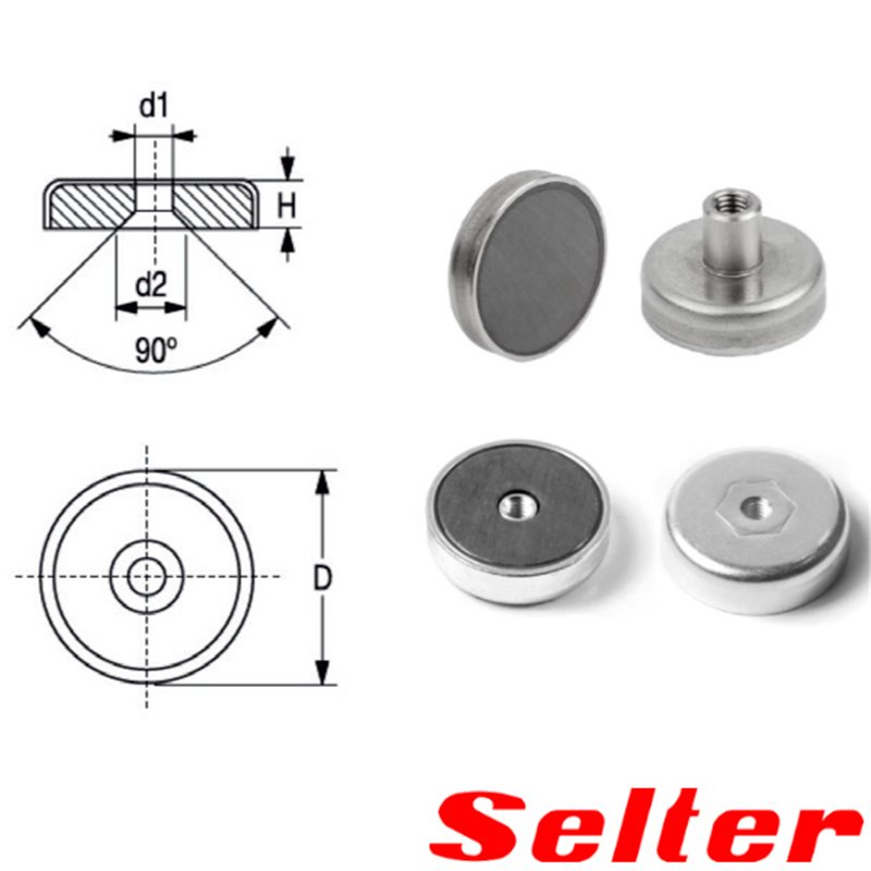 Base magnética con agujero avellanado Imán Ferrita Selter Base magnética con agujero avellanado Imán Ferrita Selter