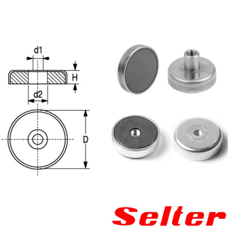 Base magnética plana con agujero Imán Ferrita Selter Base magnética plana con agujero Imán Ferrita Selter