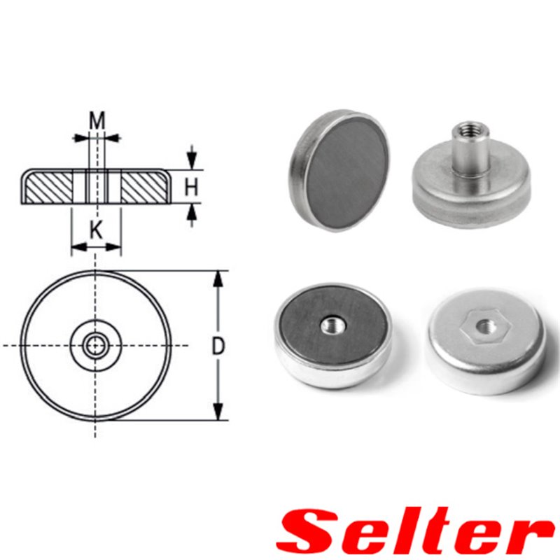 Base magnética plana con agujero roscado Imán Ferrita Selter Base magnética plana con agujero roscado Imán Ferrita Selter