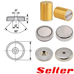 Base magnética plana con agujero avellanado Imán Neodimio Selter
