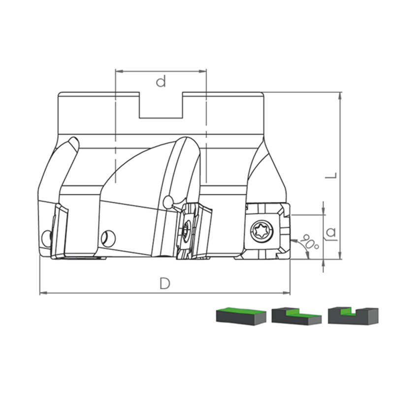 Face Mill Shoulder TK90 490R 08T3 / 1404.. 90º adaptable for 490R 08T3 / 1404