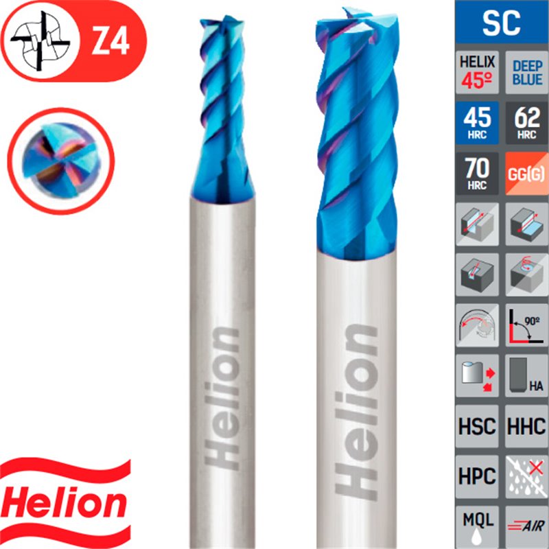 Solid Carbide Square End Mill Z4 45º