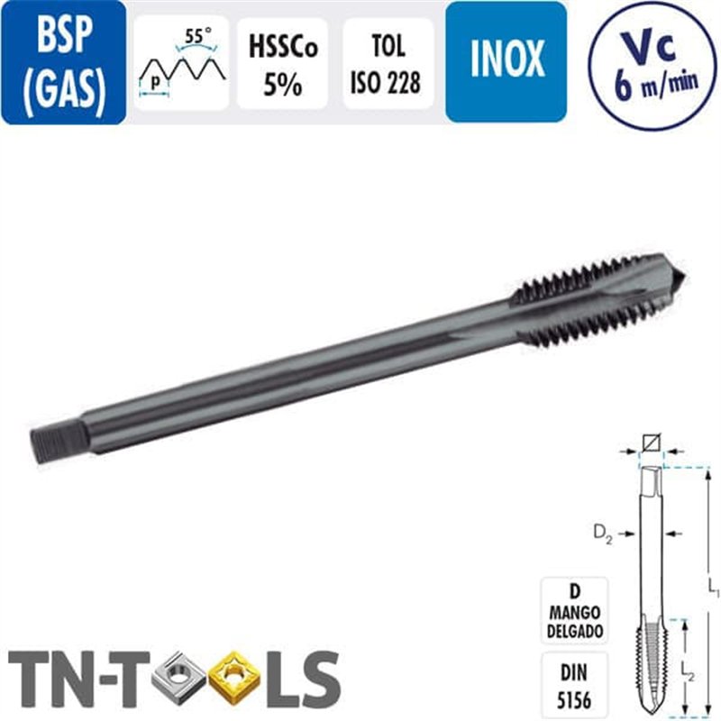 BSP HSSCo Straight ISO228 Male Machine INOX