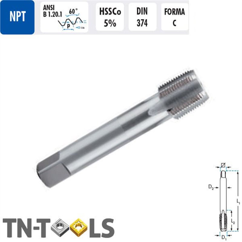 NPT HSSCo Straight DIN374 Male Machine