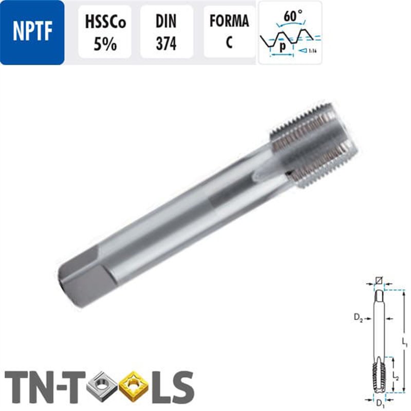 NPTF HSSCo Straight DIN374 Male Machine