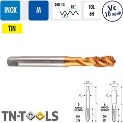 Macho Máquina Helicoidal INOX M HSSCo TIN 6H