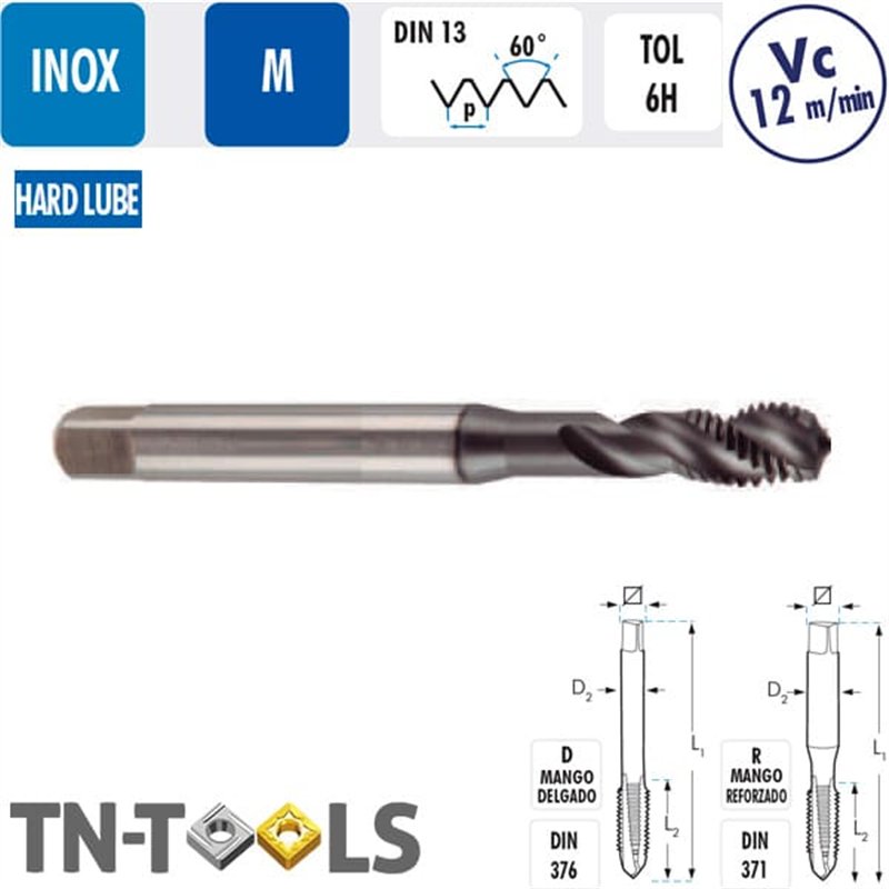 Machine mâle hélicoïdale INOX M HSS PM LUBE 6H