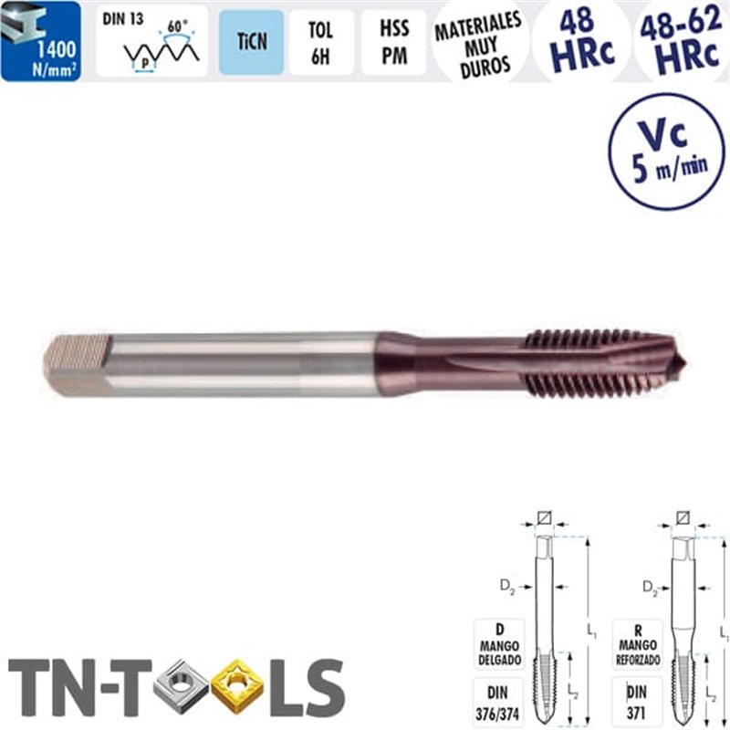 Mâle Machine Droit TICN HSS PM 6H HRc48