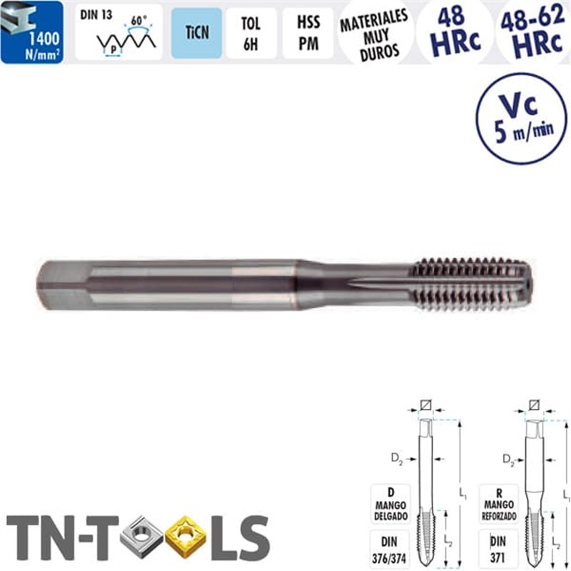 Mâle Machine Droit TICN HSS PM 6H HRc48-62