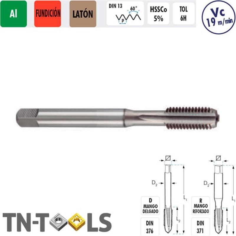 Mâle Machine Droit HSSCo Laiton 6H CrN