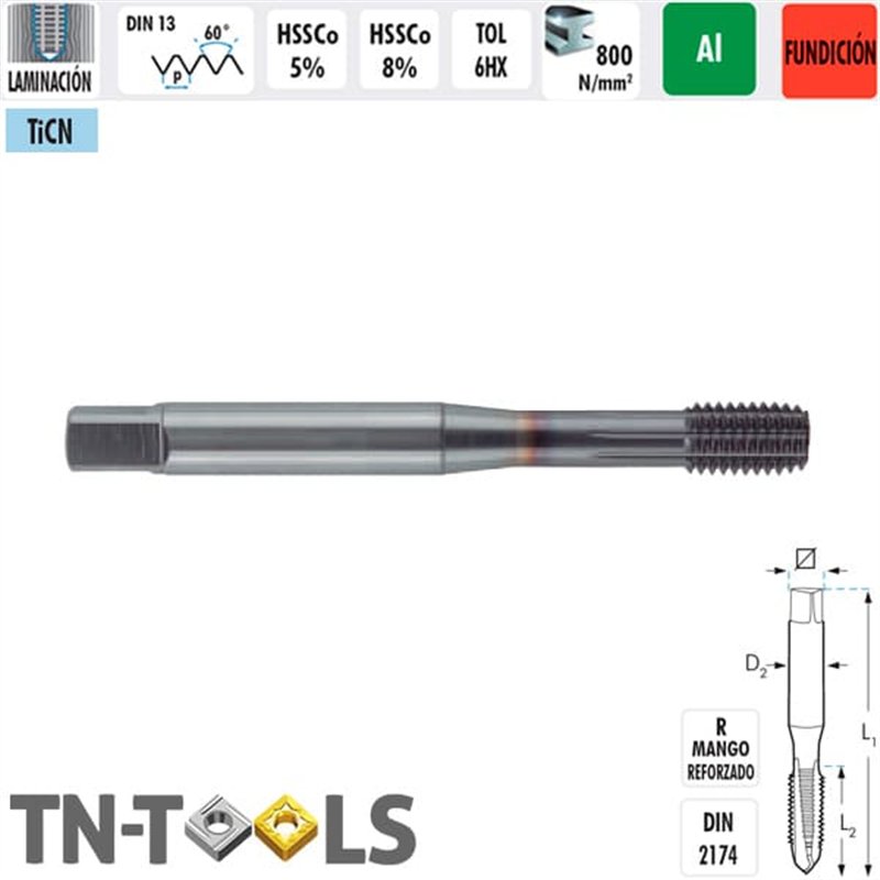 Male Straight Rolling Machine HSSCo 8% TICN 6HX CR