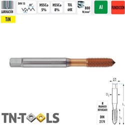 Male Straight Rolling Machine HSSCo TIN 6HX CR