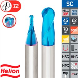 Fraise longue sphérique en métal dur, acier trempé 45-70 HRc Z2 30º
