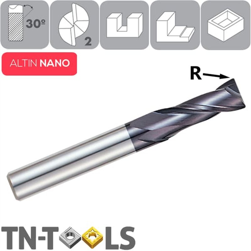 Fraise en métal dur Z2 Torique ALTIN NANO 30º