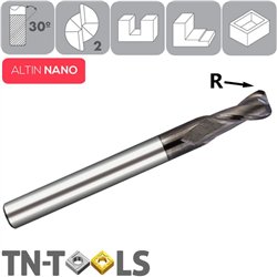 ALTIN NANO 30º Z2 Corner Radius End Mill Long Series