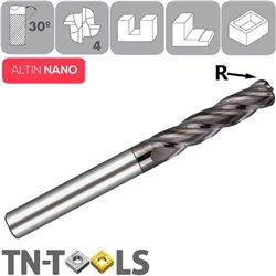 Fresa Metal Duro 4 Cortes Tórica ALTIN NANO 30º Corte Largo