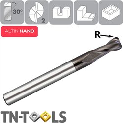 ALTIN NANO 30º Z2 Corner Radius End Mill Extralong Series