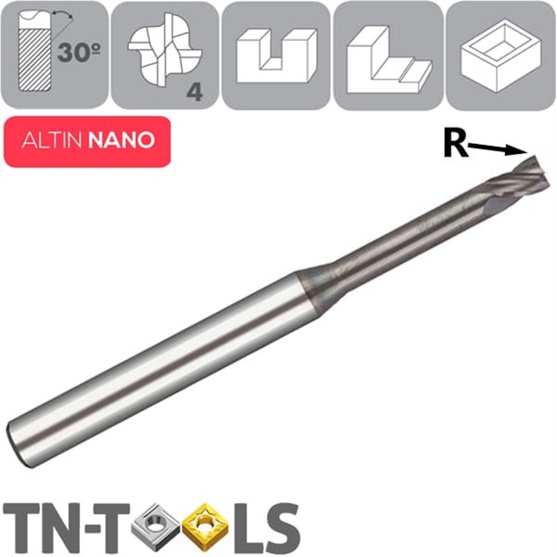 ALTIN NANO 30º Z4 Corner Radius End Mill Shank D6