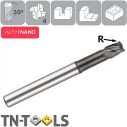 ALTIN NANO 30º Z4 Corner Radius End Mill Reduced Neck Normal Series